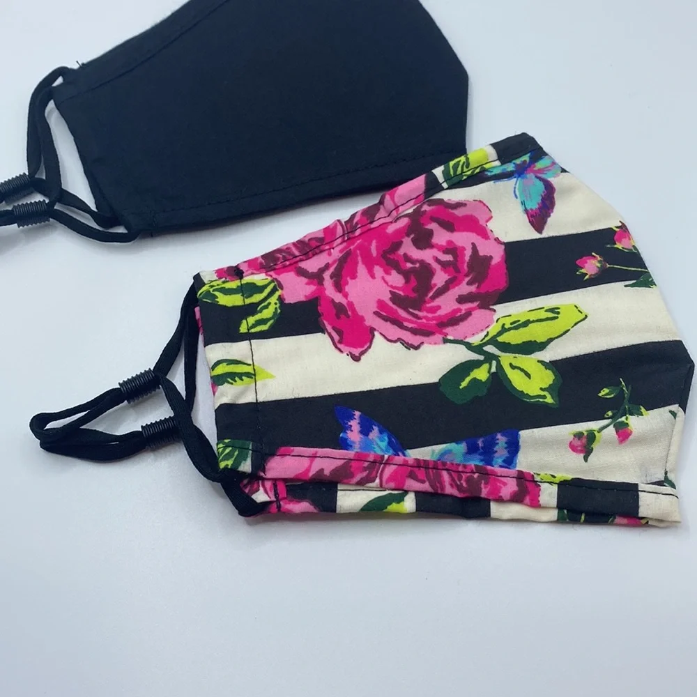 Betsey Johnson Floral Striped and Black Face Masks